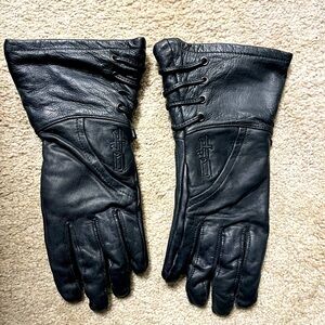 HARLEY DAVIDSON EMBOSSED H-D FALLACY LEATHER GLOVES WOMENS SIZE M 97327-16VW